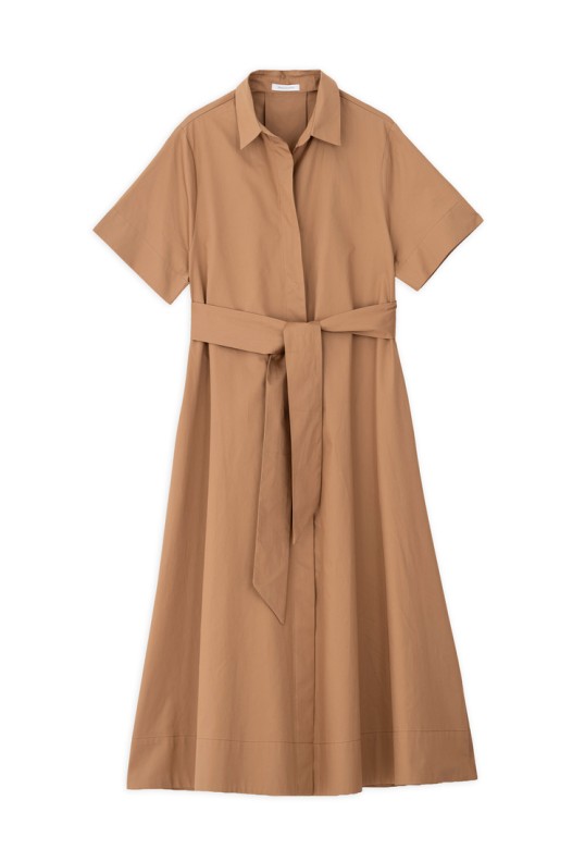 POPLIN SHIRTDRESS CAMEL