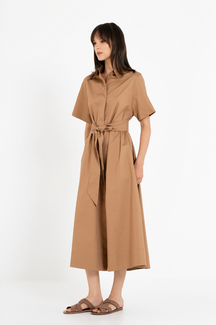 POPLIN SHIRTDRESS CAMEL