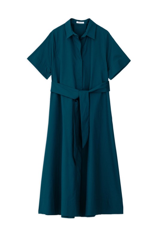 POPLIN SHIRTDRESS DARK EMERALD