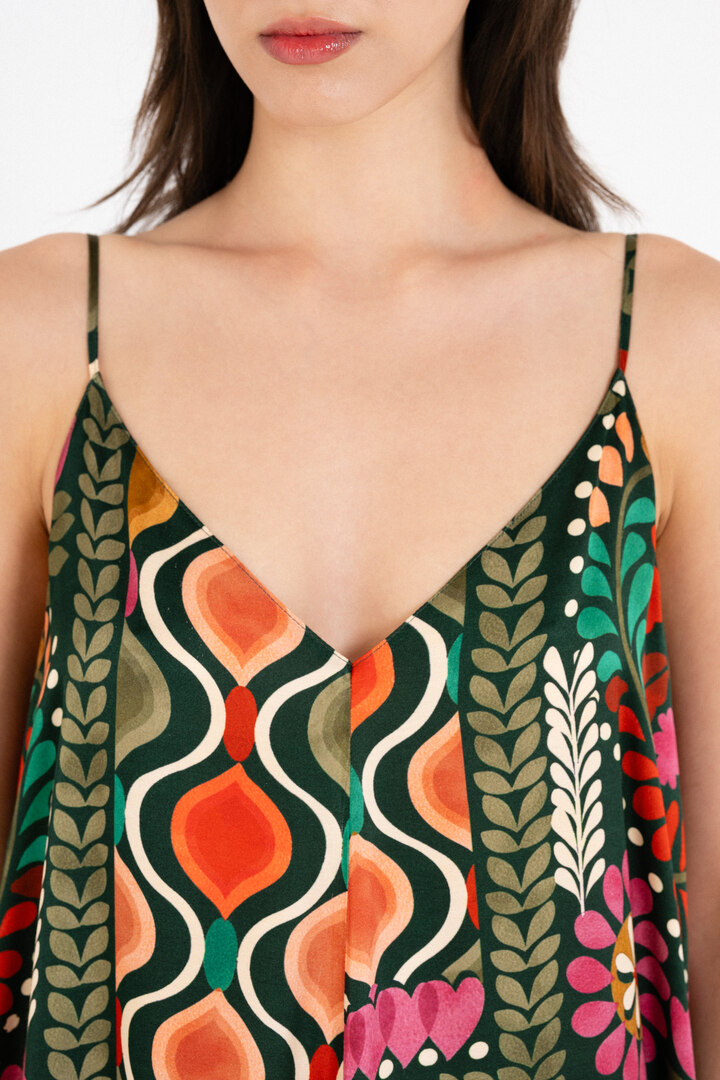 SATIN PRINT SLIP DRESS MULTICOLORED