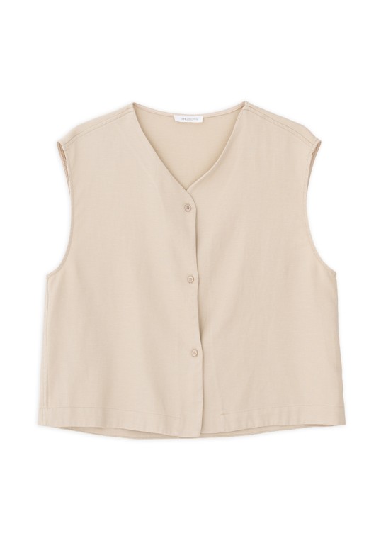 TWILL LINEN VEST LIGHT BEIGE