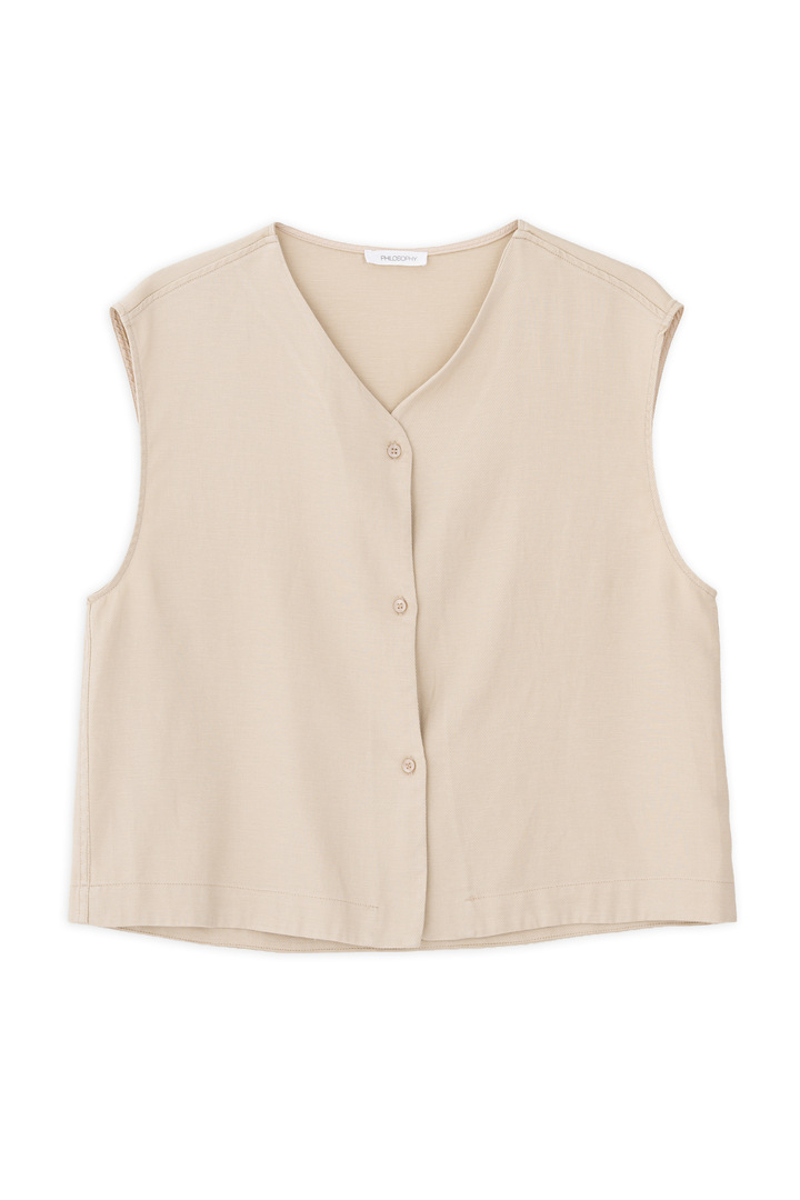 TWILL LINEN VEST LIGHT BEIGE
