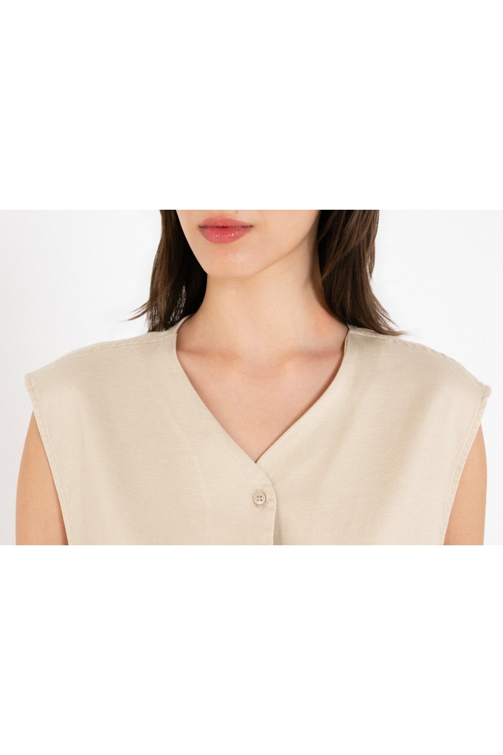 TWILL LINEN VEST LIGHT BEIGE
