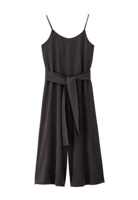 WASHED TENCEL JUMPSUIT DARK BROWN