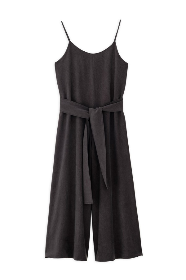 WASHED TENCEL JUMPSUIT DARK BROWN