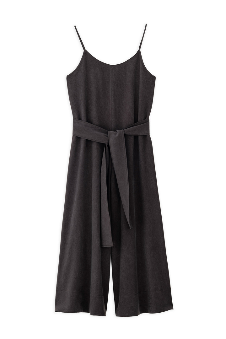 WASHED TENCEL JUMPSUIT DARK BROWN