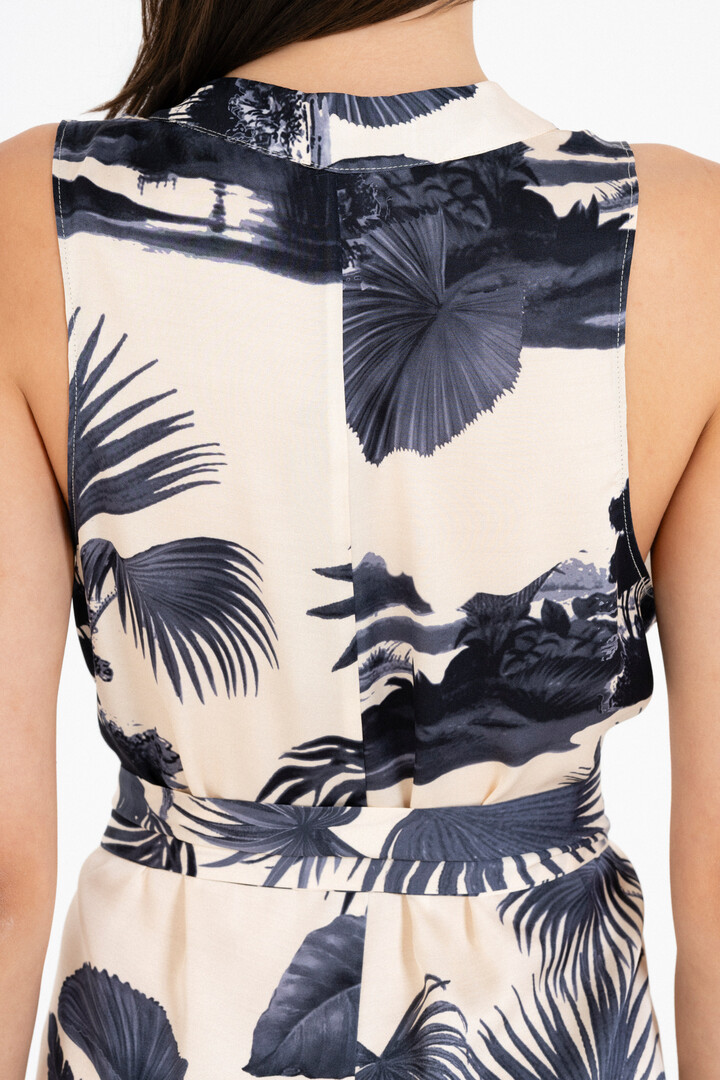 SATIN PRINT JUMPSUIT DARK BLUE
