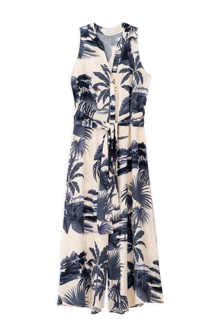 SATIN PRINT JUMPSUIT DARK BLUE