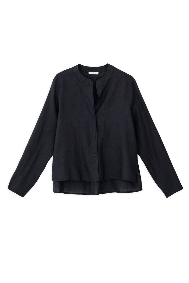 LINEN CROPPED SHIRT BLACK