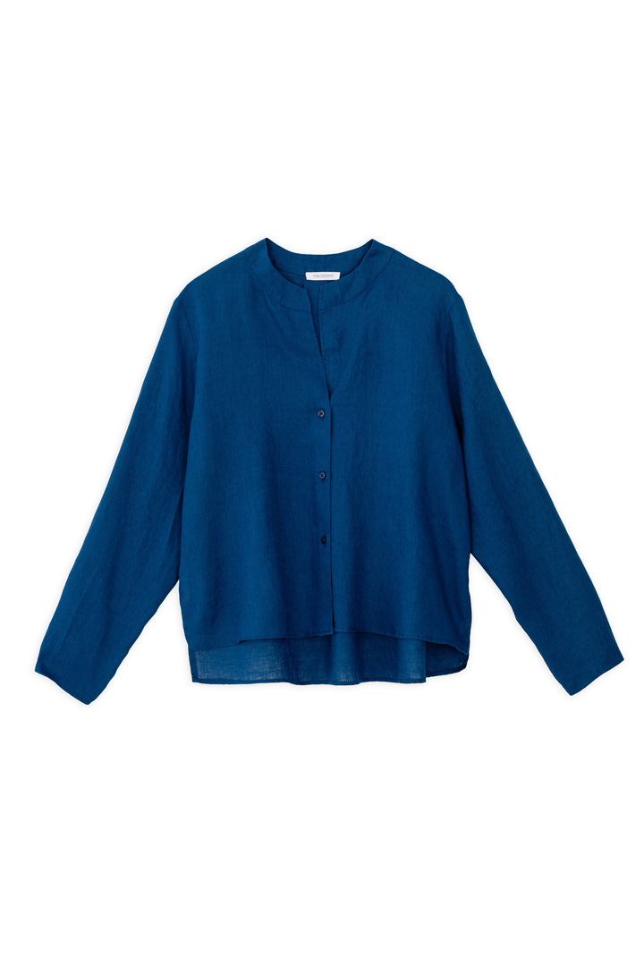 LINEN CROPPED SHIRT BLUE