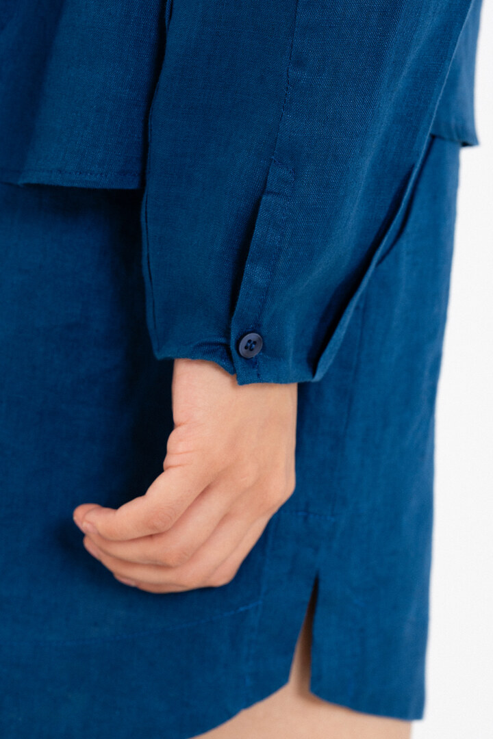 LINEN CROPPED SHIRT BLUE