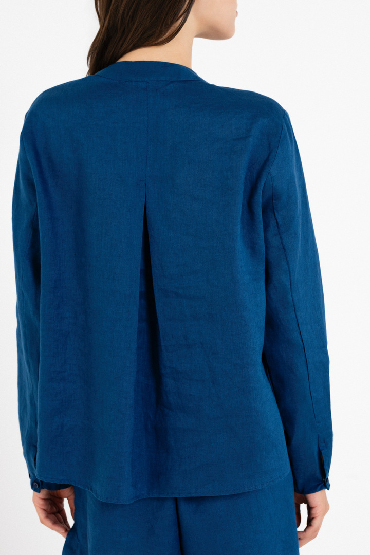 LINEN CROPPED SHIRT BLUE