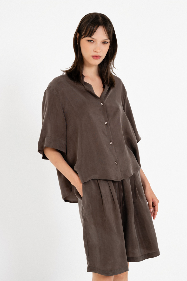 CUPRO SHIRT BROWN