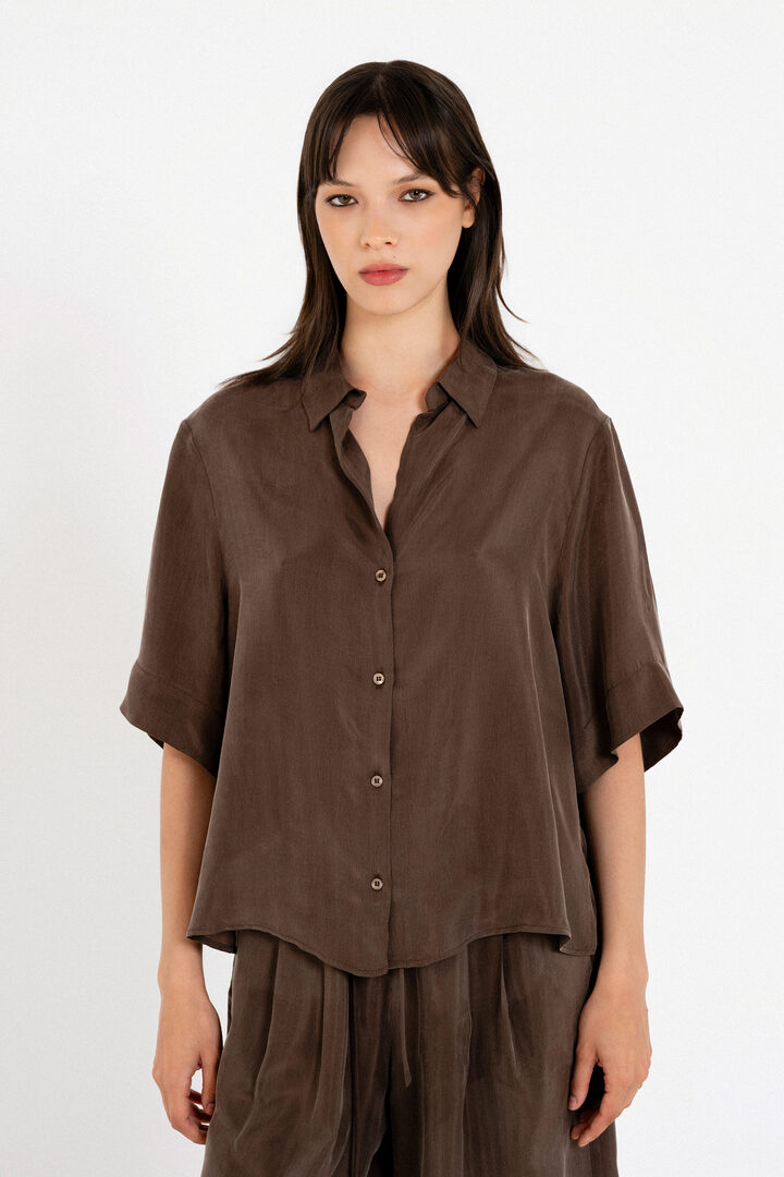 CUPRO SHIRT BROWN