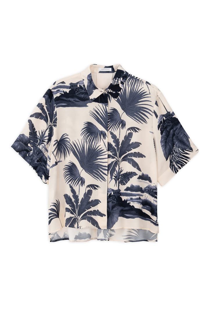 SATIN PRINT SHIRT DARK BLUE