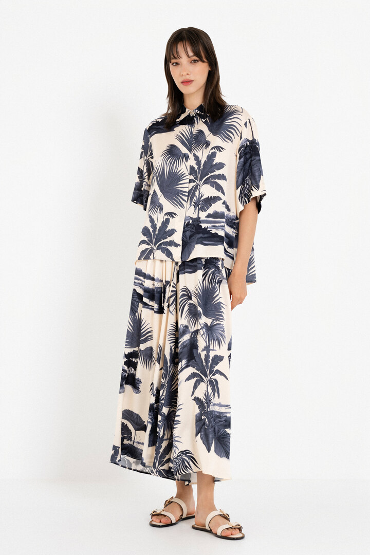 SATIN PRINT SHIRT DARK BLUE