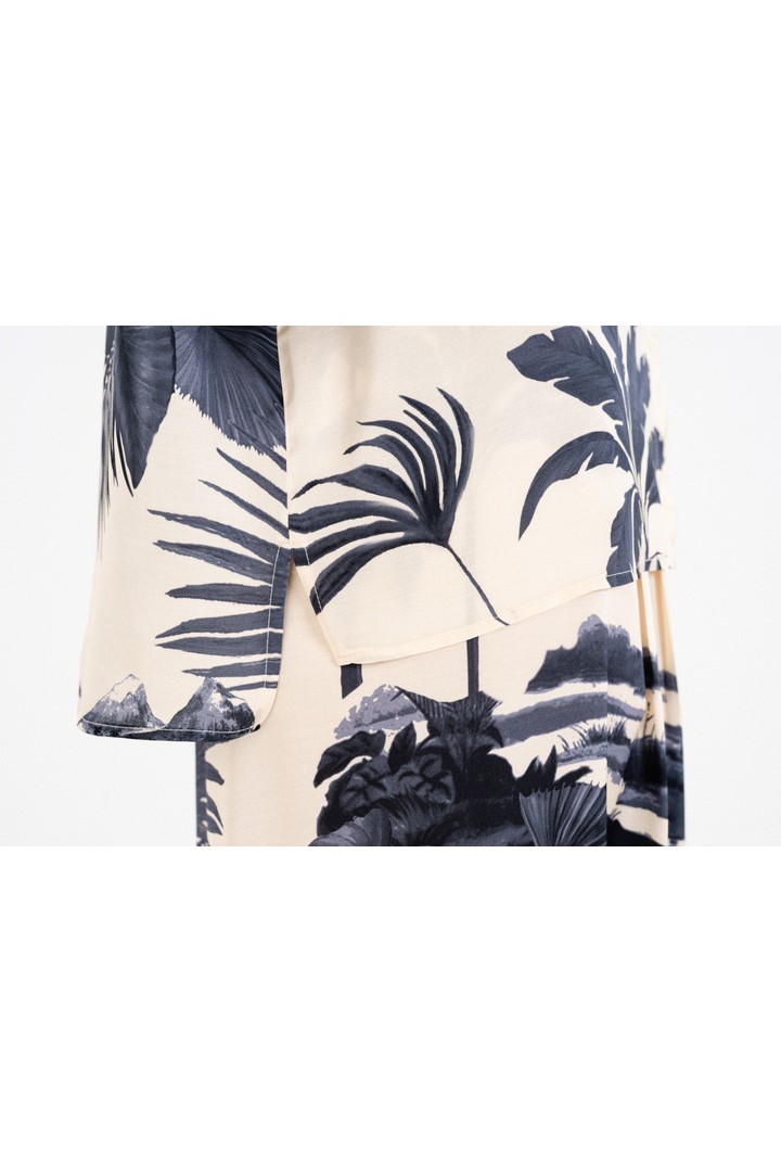 SATIN PRINT SHIRT DARK BLUE