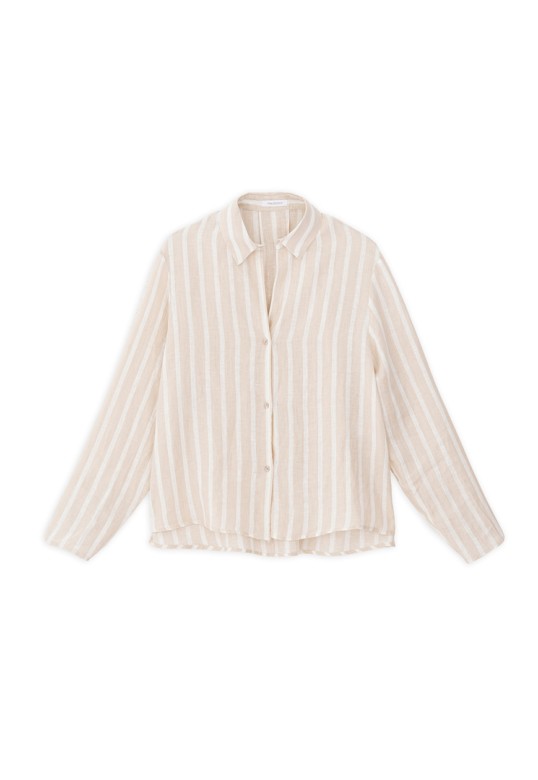 LINEN STRIPES SHIRT BEIGE