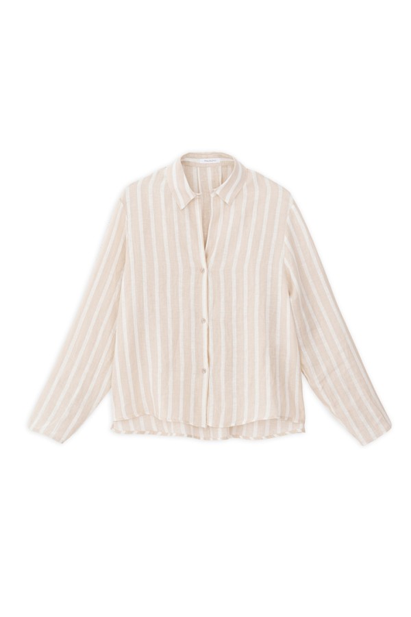 LINEN STRIPES SHIRT BEIGE