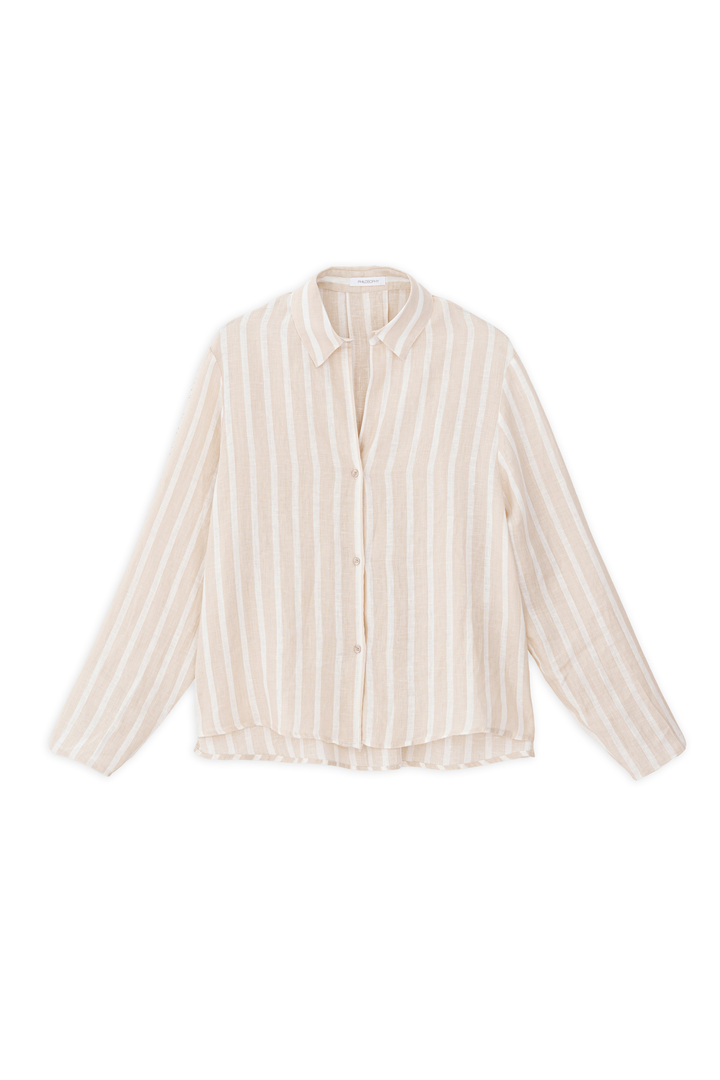 LINEN STRIPES SHIRT BEIGE