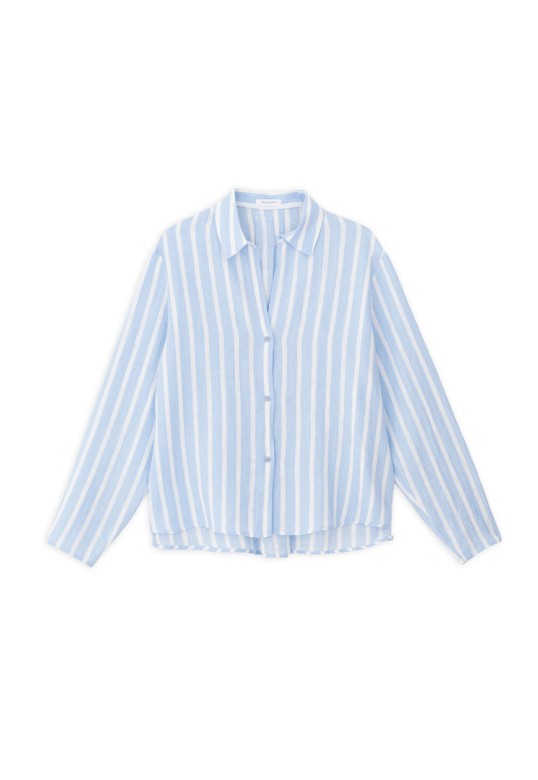 LINEN STRIPES SHIRT CIEL