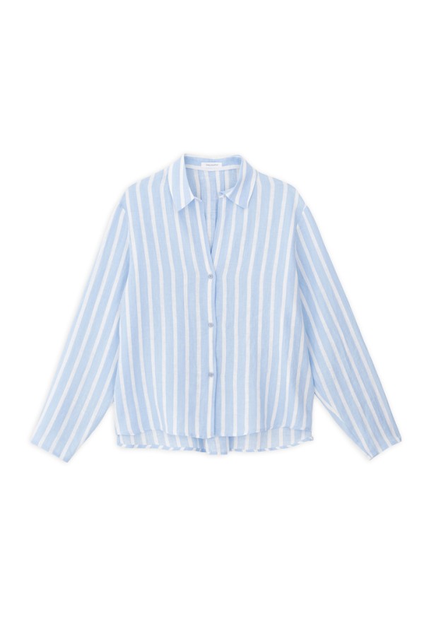 LINEN STRIPES SHIRT CIEL