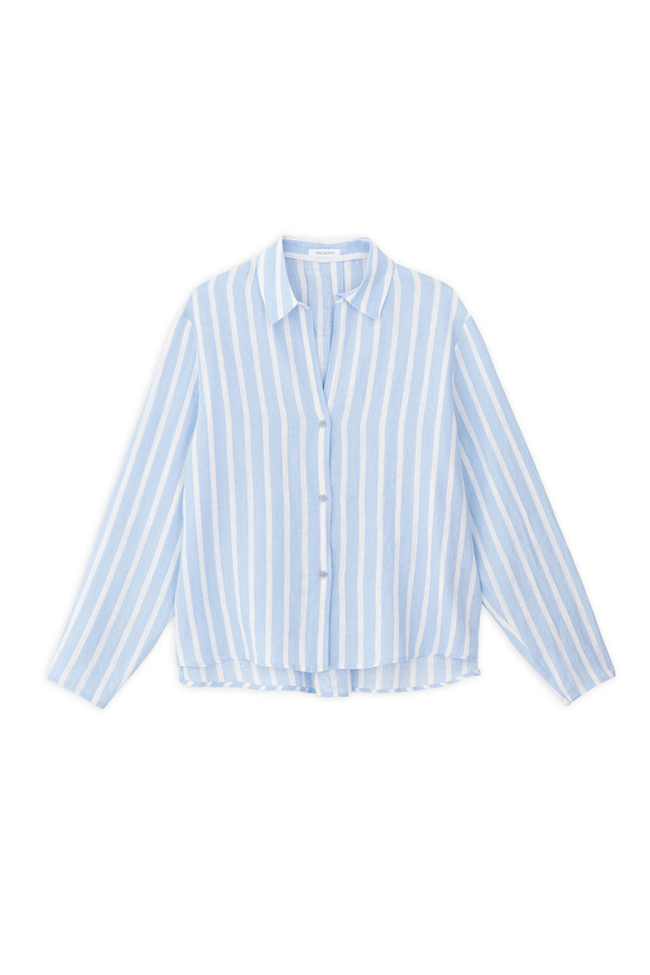 LINEN STRIPES SHIRT CIEL