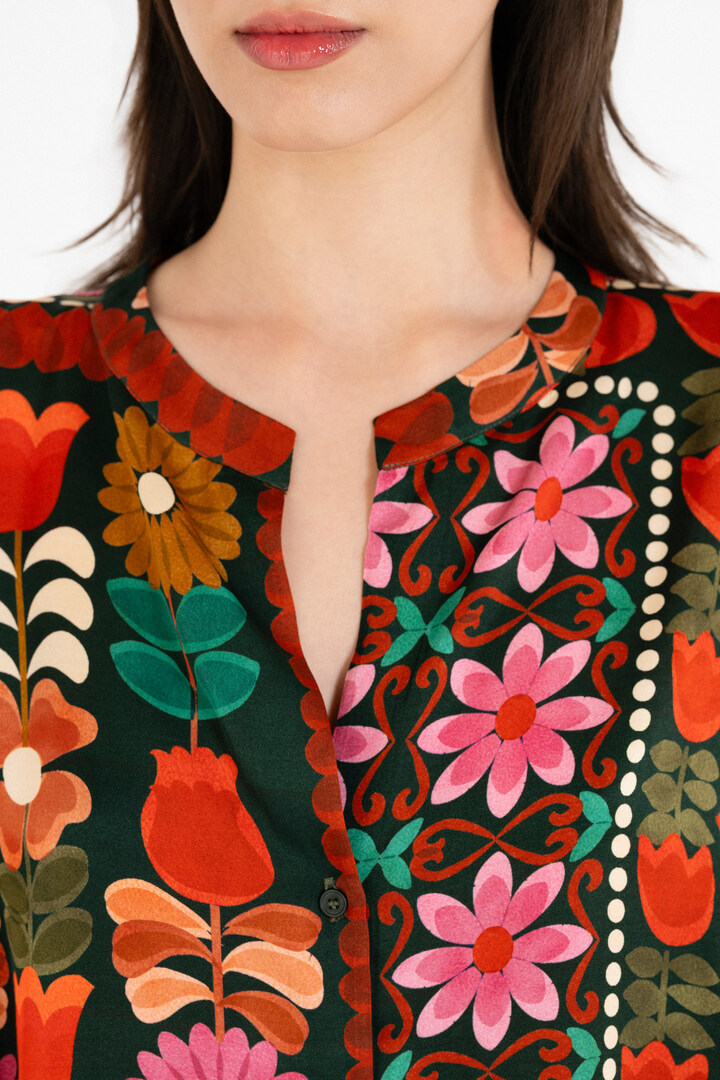 SATIN PRINT OVERSIZED SHIRT MULTICOLORED