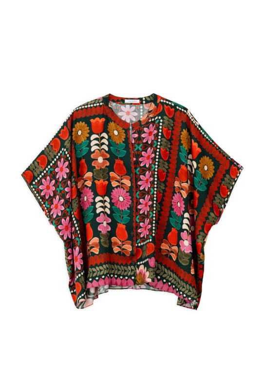 SATIN PRINT OVERSIZED SHIRT MULTICOLORED