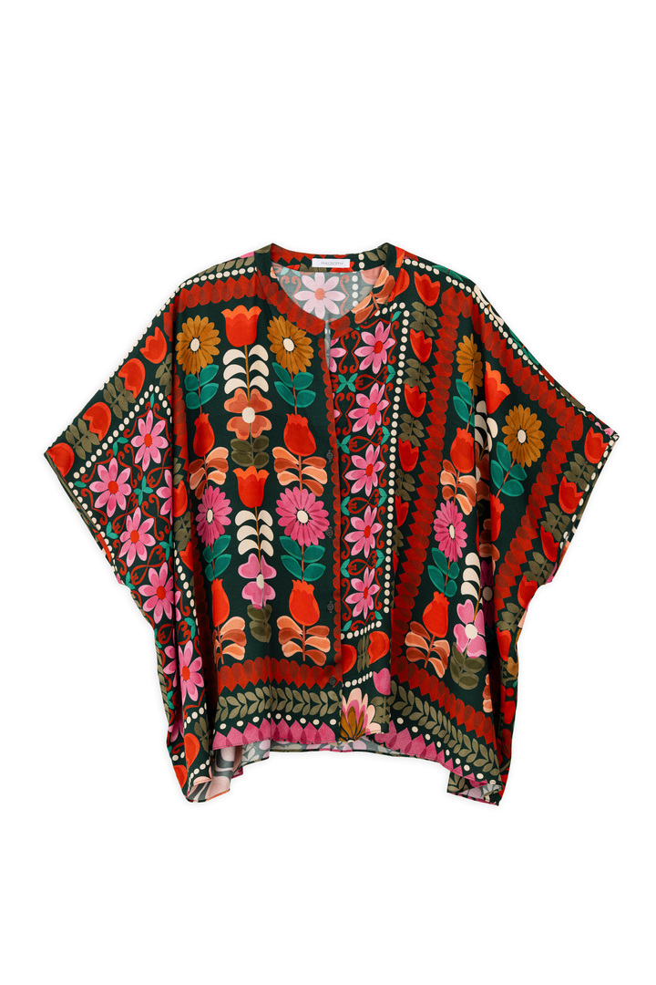 SATIN PRINT OVERSIZED SHIRT MULTICOLORED