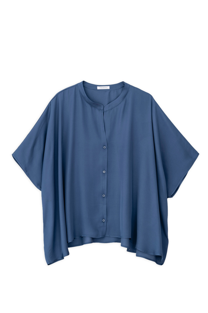 SATIN FINE ECOVERO OVERSIZED SHIRT BLUE
