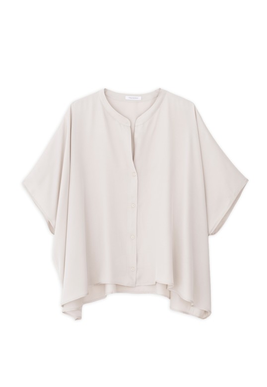 SATIN FINE ECOVERO OVERSIZED SHIRT DUSTY WHITE