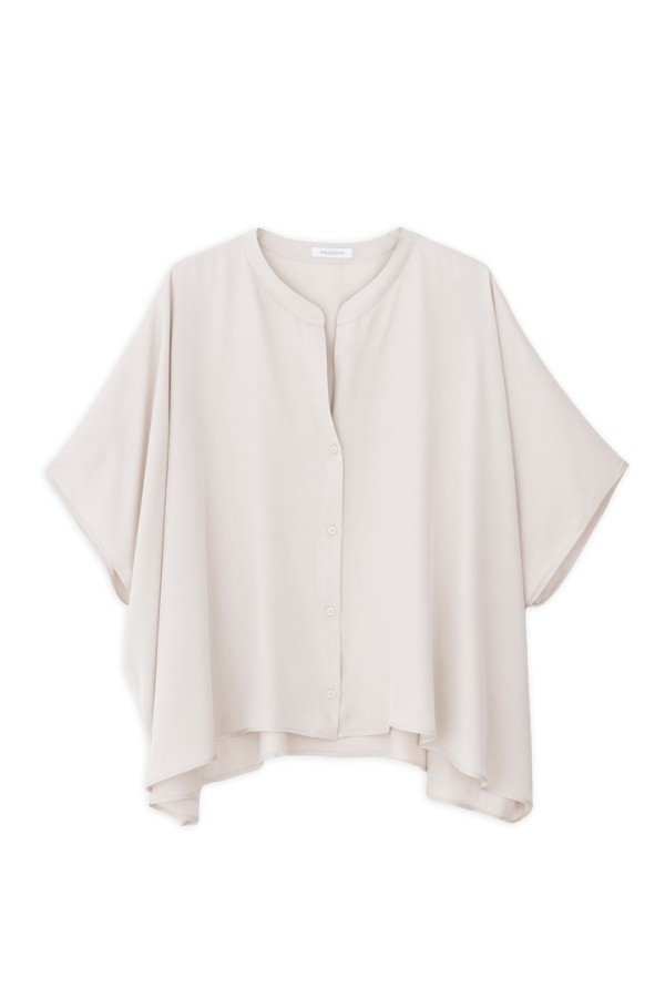 SATIN FINE ECOVERO OVERSIZED SHIRT DUSTY WHITE