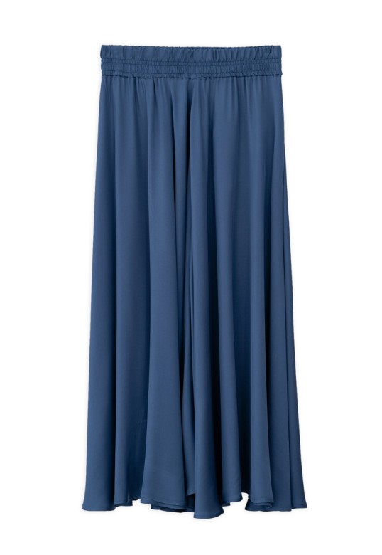 SATIN FINE ECOVERO SKIRT BLUE