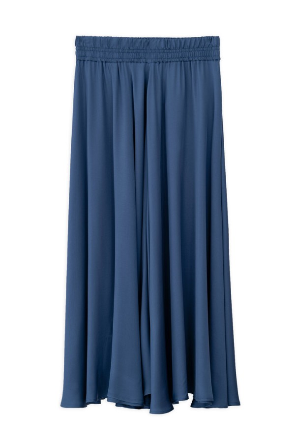 SATIN FINE ECOVERO SKIRT BLUE