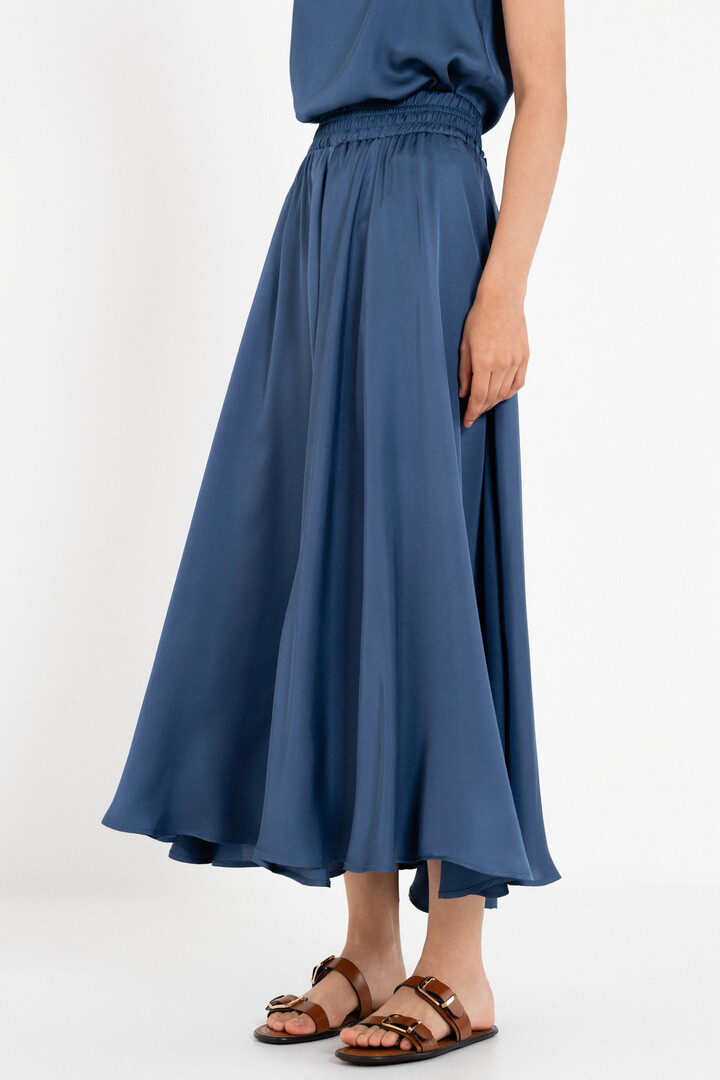 SATIN FINE ECOVERO SKIRT BLUE