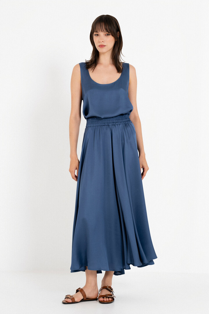 SATIN FINE ECOVERO SKIRT BLUE