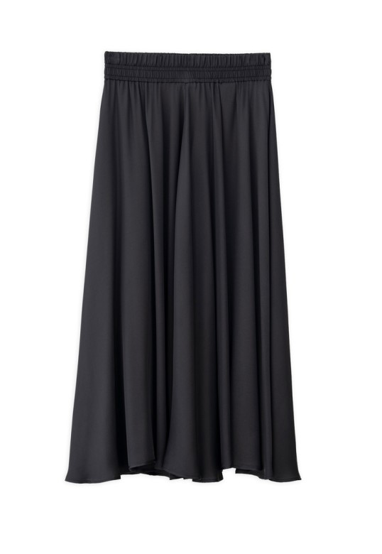 SATIN FINE ECOVERO SKIRT OFF BLACK