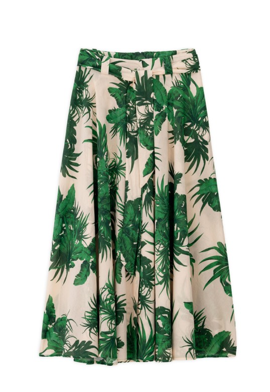 VOILE PRINT SKIRT GREEN