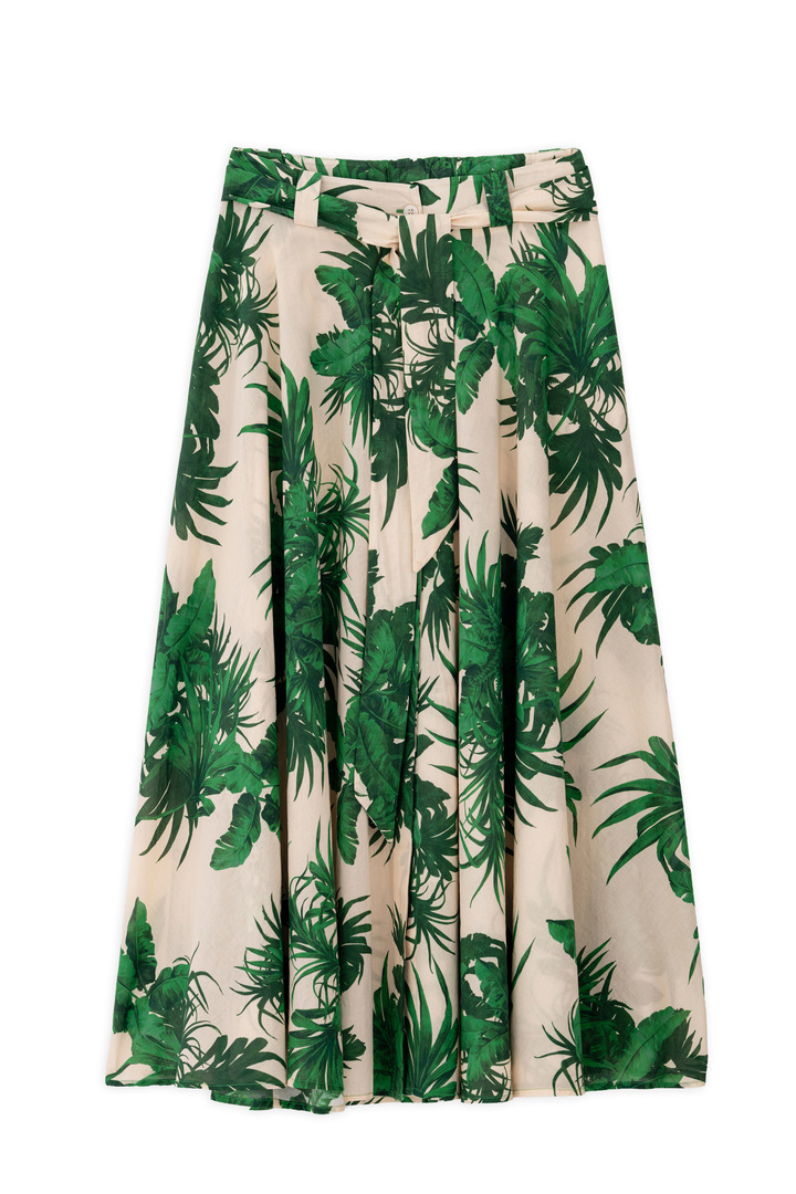 VOILE PRINT SKIRT GREEN