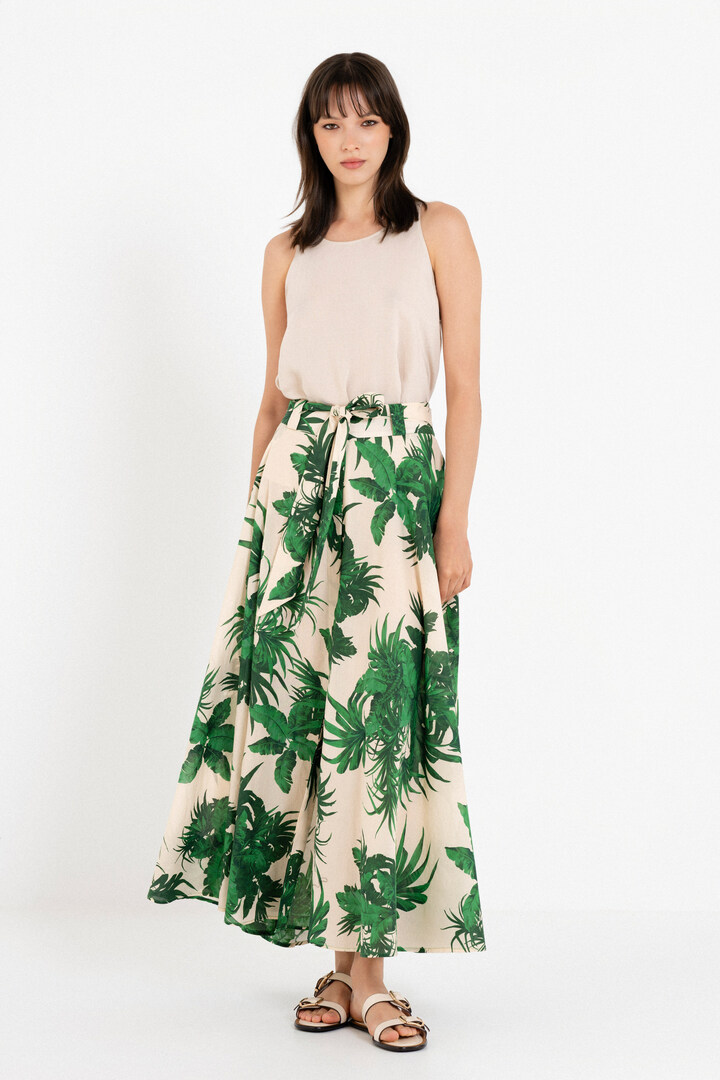 VOILE PRINT SKIRT GREEN