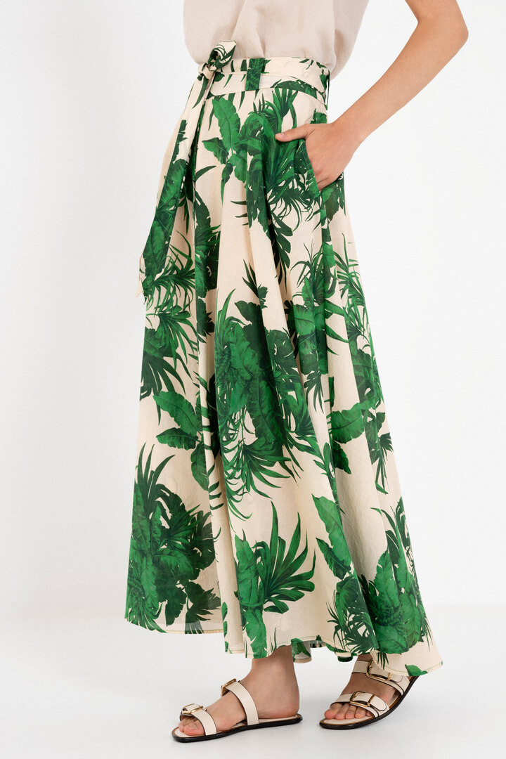 VOILE PRINT SKIRT GREEN