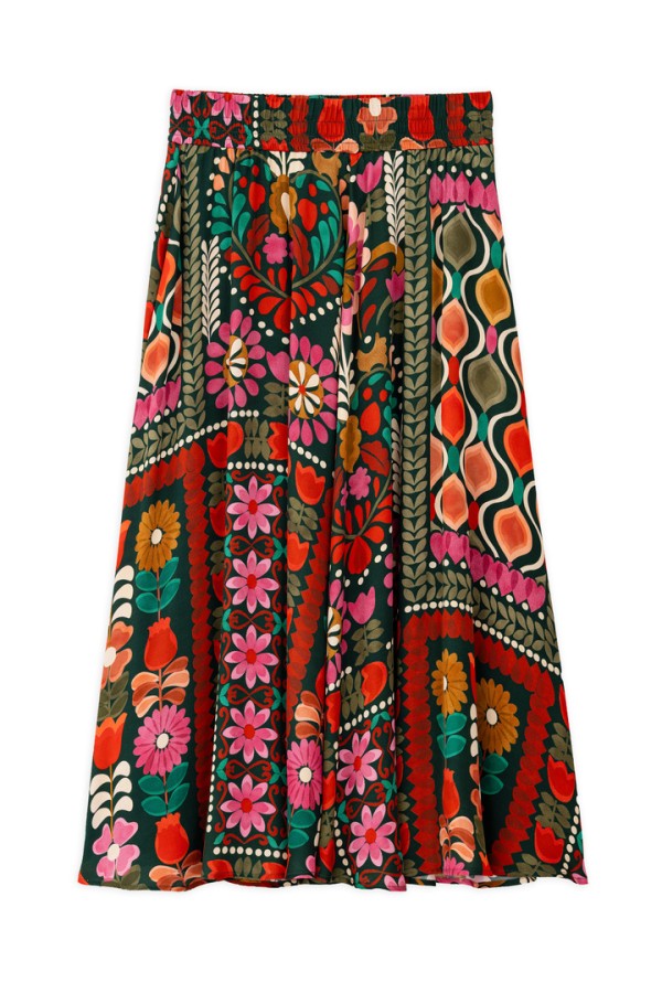 SATIN PRINT SKIRT MULTICOLORED
