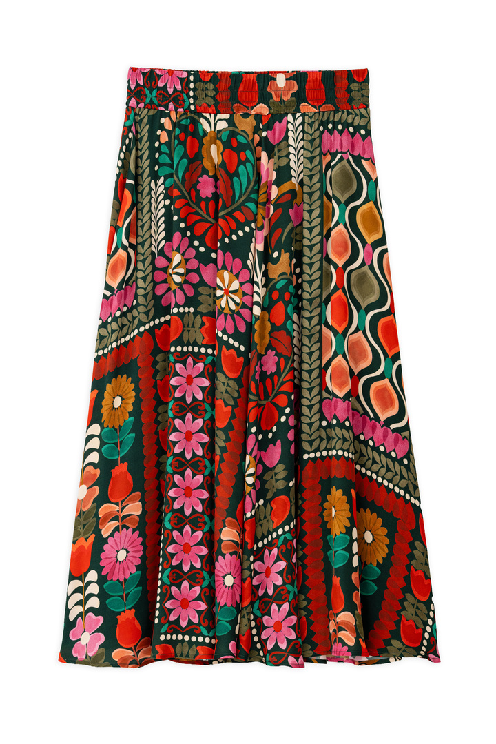 SATIN PRINT SKIRT MULTICOLORED