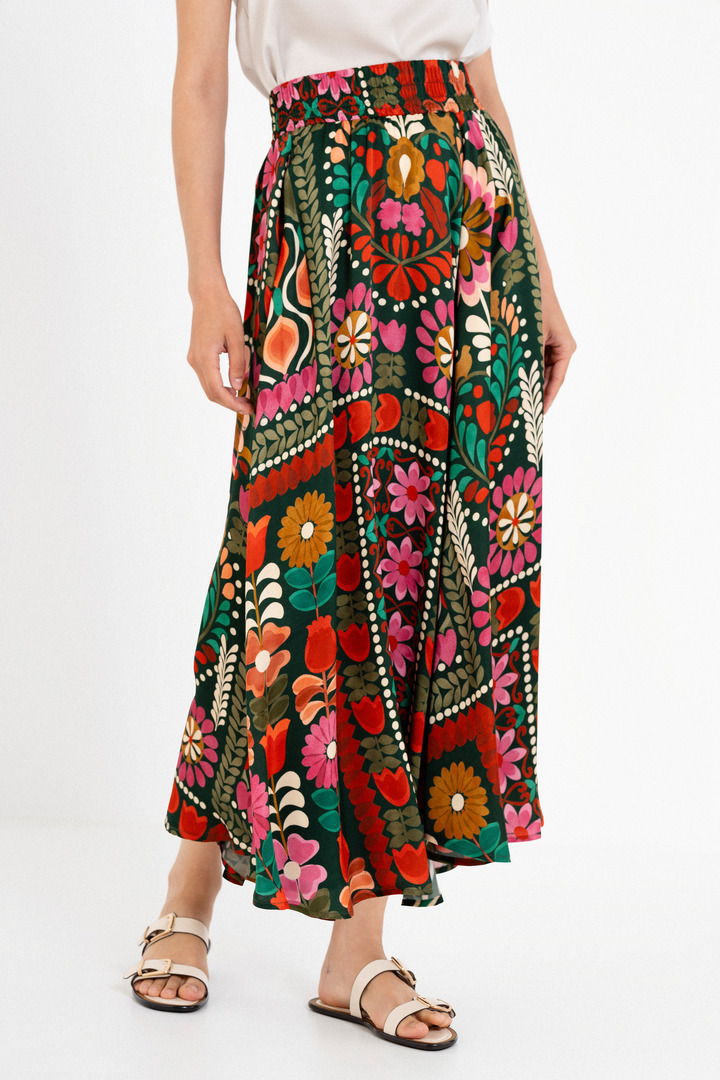 SATIN PRINT SKIRT MULTICOLORED