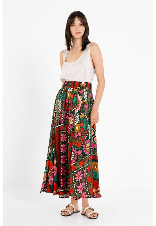 SATIN PRINT SKIRT MULTICOLORED
