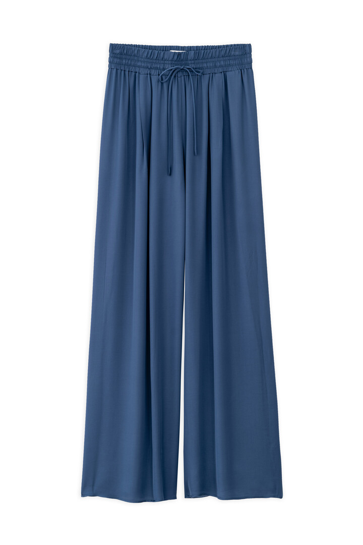SATIN FINE ECOVERO WIDE-LEG PANTS BLUE