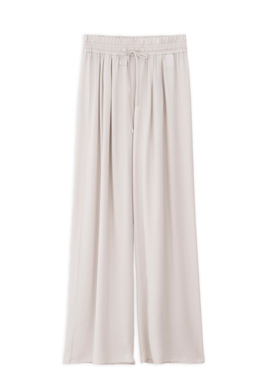 SATIN FINE ECOVERO WIDE-LEG PANTS DUSTY WHITE