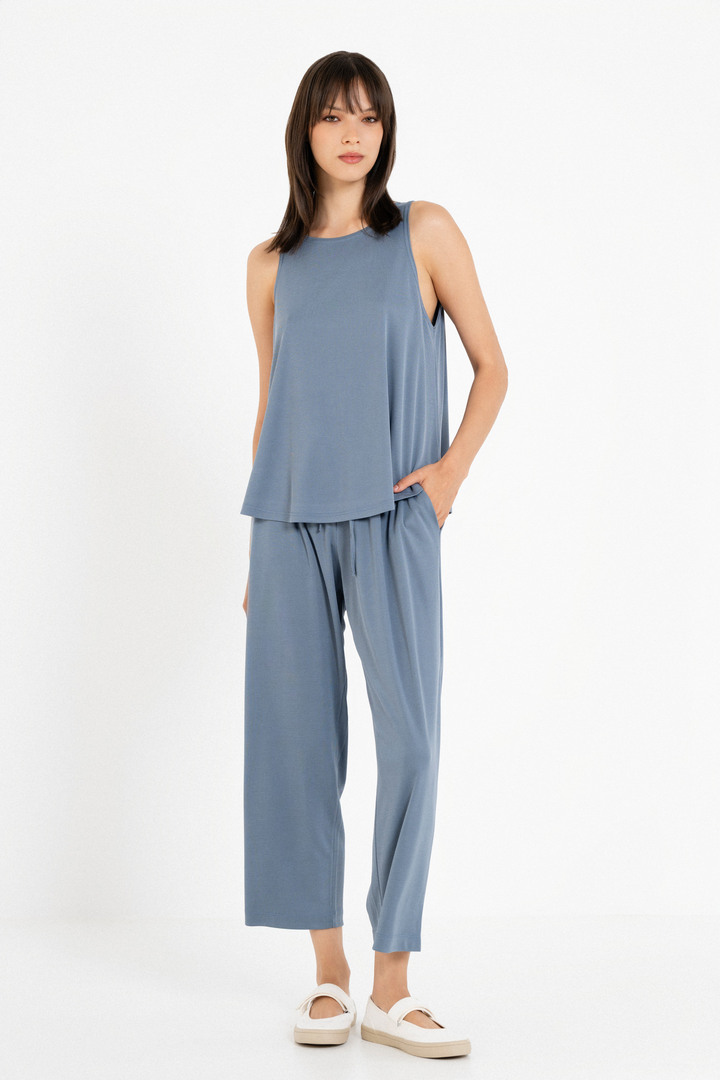 RIB PANTS DUSTY BLUE