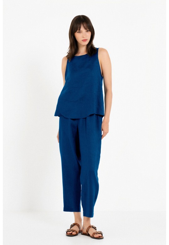 LINEN JOGGER PANTS BLUE